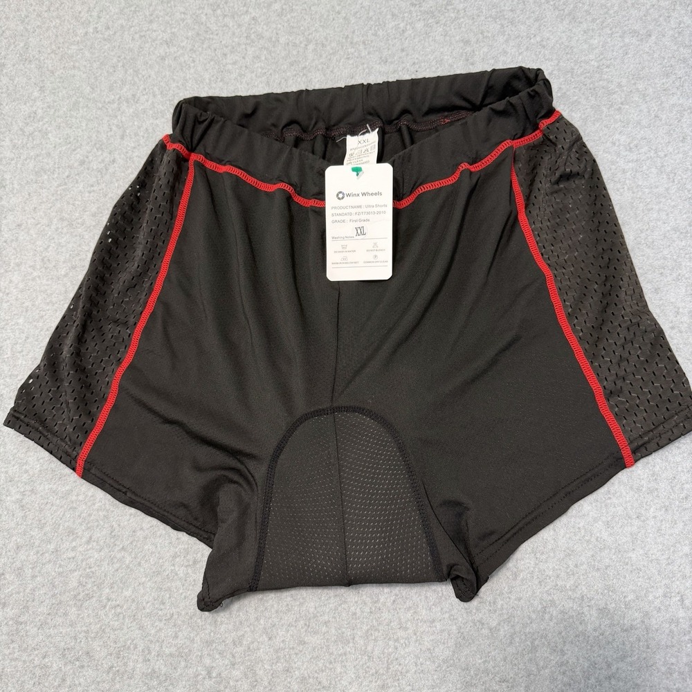 Winx Wheels Ultra Shorts Unisex Black Red Gel Padded Cycling Biker NWT Sz 2XL